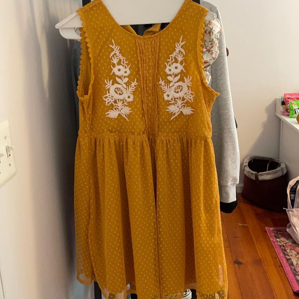 SOLD Francesca's Yellow Dotted Tulle Dresss